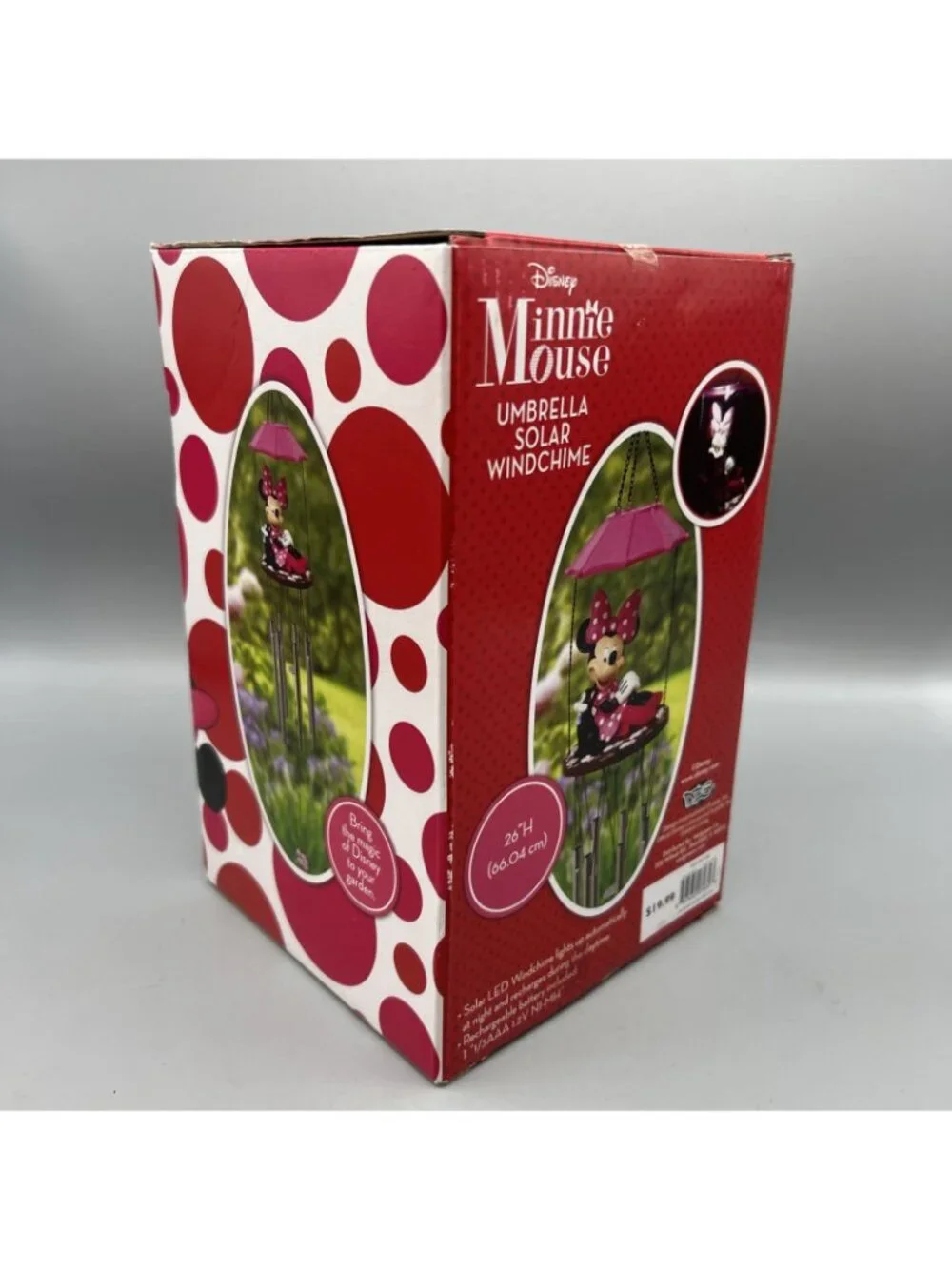 Disney Minnie Mouse 26” Umbrella LED Solar Windchime Lights at Night